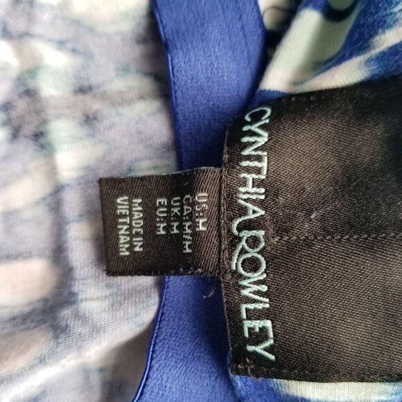 Cynthia Rowley Sleeveless Maxi Dress Blue & White Ikat Print Womens Size M Polye - Picture 4 of 4